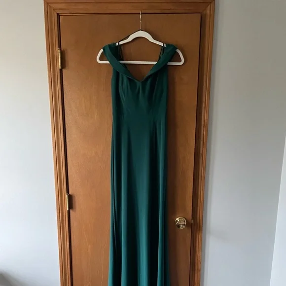 slim fit dress slacks Sexy Dark Green Mermaid Off The Shoulder Wedding Guest Dress main image 1